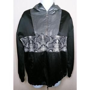 Zara basic snake print metallic satin hoodie jacket size xs Y2K streetwear boho